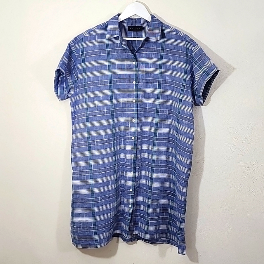 Hatch Green and Blue Casual Shirt Dress